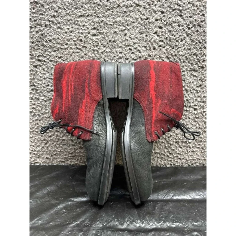 Profession Bottier Suede & Leather Lace-Up Chukka Boots Red Black Men Size 42 EU
